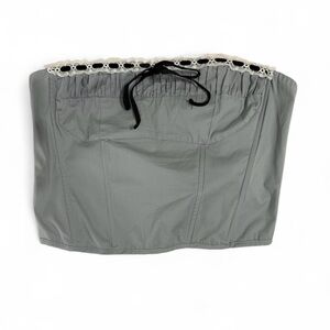 Pale Blue Zip Up Corset Top with Lace trim Women’s Size Large